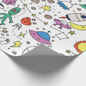 Papier Cadeau Thème Espace dans l'illustration style doodé (Coin)