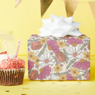 Papier Cadeau Thème fleur sauvage Fille Anniversaire