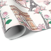 Papier Cadeau Thème français mignon | Les monuments de la France (Coin rond)