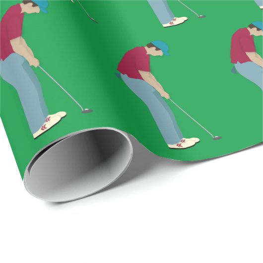 Papier Cadeau Thème Golf Putting (Coin rond)