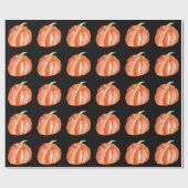 Papier Cadeau Thème Halloween noir et orange citrouille (Plat)