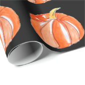 Papier Cadeau Thème Halloween noir et orange citrouille (Coin rond)