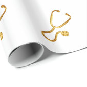 Papier Cadeau Thème Médicale d'or chic (Coin rond)