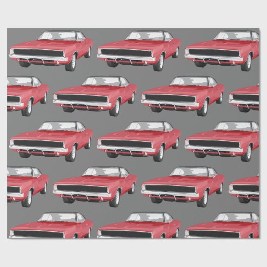 Papier Cadeau Thème Mens Classic Car (Plat)
