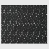 Papier Cadeau Thème musical élégant Black White Music Notes (Plat)