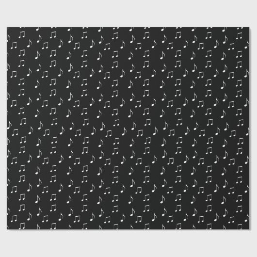 Papier Cadeau Thème musical élégant Black White Music Notes (Plat)