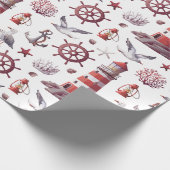 Papier Cadeau Thème nautique - Phare, Corail, Marine (Coin)