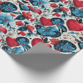 Papier Cadeau Thème numérique Blue Tattoo Hearts (Coin)