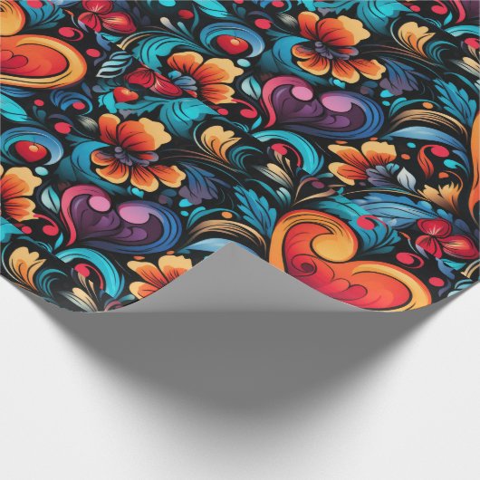 Papier Cadeau Thème numérique des Coeurs de tatouage 1 (Coin)