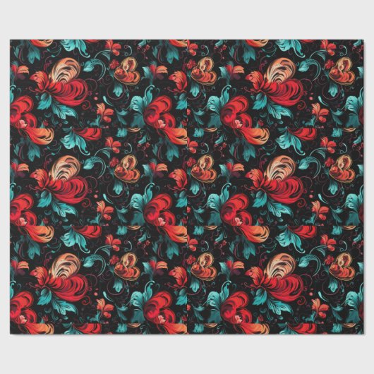 Papier Cadeau Thème numérique des Coeurs Fleurs de tatouage (Couture)