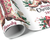 Papier Cadeau Thème Occidental Comment Noël Cowgirl Boots (Coin rond)