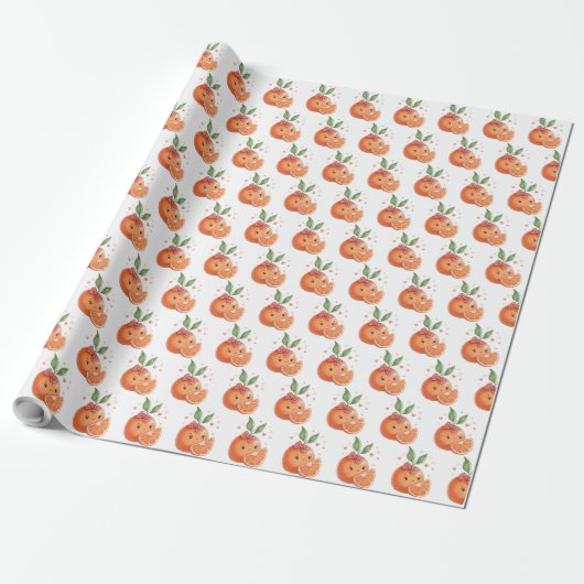 Papier Cadeau Thème Petit Cutie Orange Citrus Motif (Déroulé)