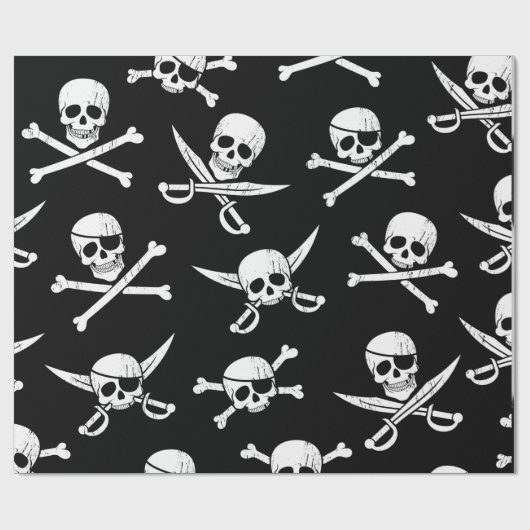 Papier Cadeau Thème Pirate Ship Skull and Bones (Plat)
