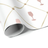Papier Cadeau Thème Rosé Gold et Gold French Wine (Coin rond)