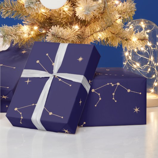 Papier Cadeau Thème Solareclipse étoile d'or céleste (Vacances)