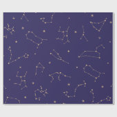 Papier Cadeau Thème Solareclipse étoile d'or céleste (Plat)