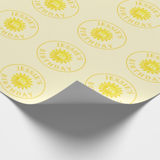 Papier Cadeau Thème Soleil 1er Anniversaire Papier à enveloppeme (Coin)