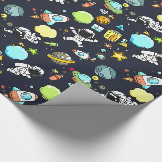 Papier Cadeau Thème spatial cool - Astronauts & Rocket Ships (Coin)