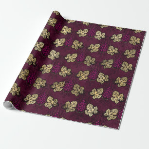 Papier Cadeau Thème vin bordeaux et or