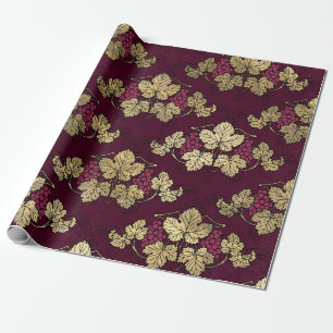 Papier Cadeau Thème vin bordeaux rouge et or vintage Paris