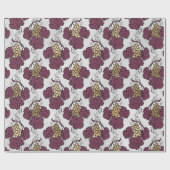 Papier Cadeau Thème vin Bourgogne et or (Plat)