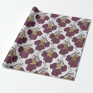 Papier Cadeau Thème vin Bourgogne et or