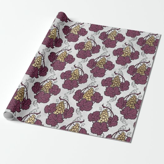 Papier Cadeau Thème vin Bourgogne et or (Déroulé)
