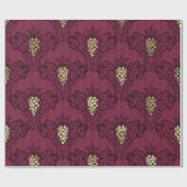 Papier Cadeau Thème vin Bourgogne prune et or (Plat)