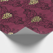 Papier Cadeau Thème vin Bourgogne prune et or (Coin)