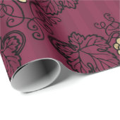 Papier Cadeau Thème vin Bourgogne prune et or (Coin rond)