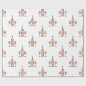 Papier Cadeau Thème vin paillettes Or et Or Rosé (Plat)