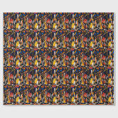 Papier Cadeau Thèmes du vin : Bouteilles et raisins (Plat)