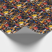 Papier Cadeau Thèmes du vin : Bouteilles et raisins (Coin)