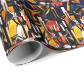 Papier Cadeau Thèmes du vin : Bouteilles et raisins (Coin rond)