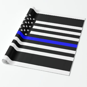 Papier Cadeau Thin Blue Line American Flag Graphic Decor
