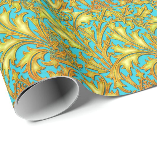 Papier Cadeau Thistle bleu (Coin rond)