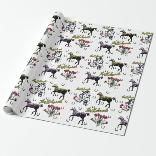 PAPIER CADEAU THISTLEBROOK STORES CHEVAUX DÉLICIEUX MARQUE WRAPP (Déroulé)