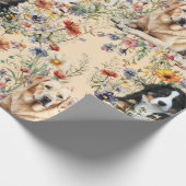 Papier Cadeau Three Dogs in Wildflowers Seamless  (Coin)