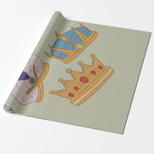 PAPIER CADEAU THREE KING CROWN WRAPPING PAPER (Déroulé)