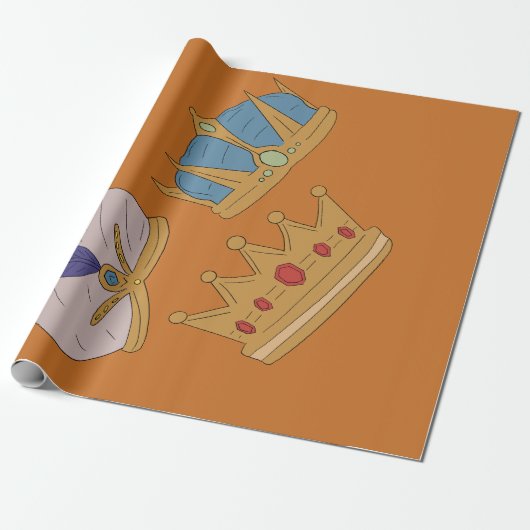 PAPIER CADEAU THREE KING CROWN WRAPPING PAPER (Déroulé)