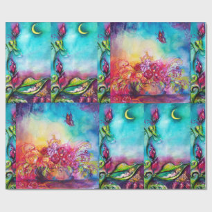 PAPIER CADEAU THUMBELINA DORMIR ENTRE FEUILLES ROSE