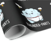Papier Cadeau Thunderpants Funny Cloud Météo Pun Dark BG (Coin rond)