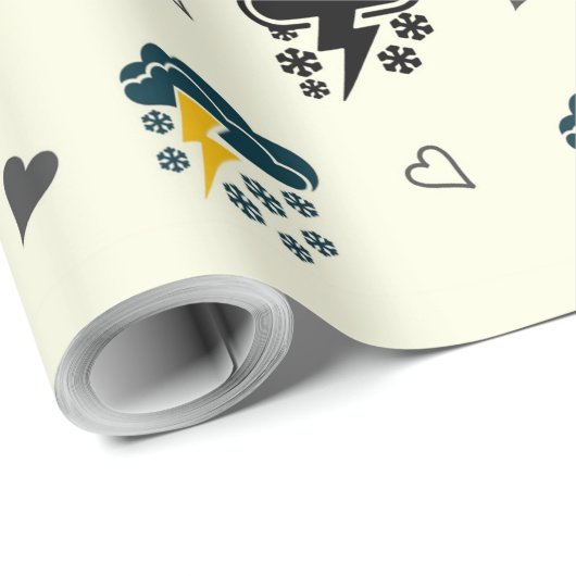 Papier Cadeau "Thunderstorm Elegance : papier ☁️ et ⚡. (Coin rond)