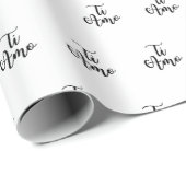 Papier Cadeau Ti Amo (Je t'aime) Écriture noire chic répétée (Coin rond)