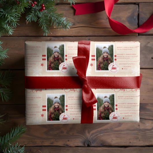 Papier Cadeau Ticket de Noël du train d'Express du Pôle Nord