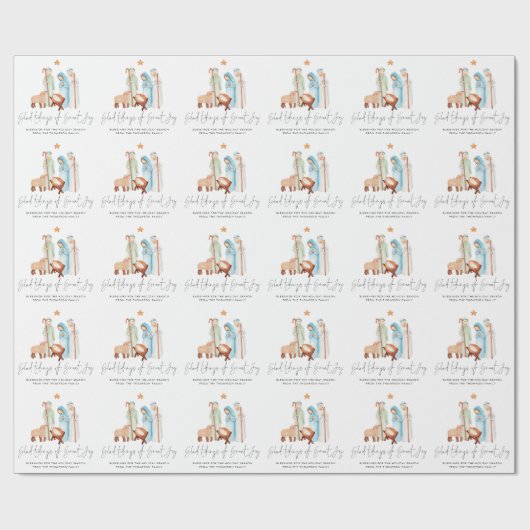 Papier Cadeau Tidings Great Joy Script Nativité Nom de la scène (Plat)