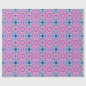 Papier Cadeau Tie Dye Mandala Motif Denim bleu et rose (Plat)