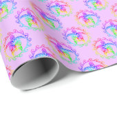 Papier Cadeau Tie Dye Tortue Tribal Moari Sun Pink (Coin rond)