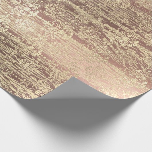 Papier Cadeau Tiffany Foxier Rose rose Blush Damask Bois Rustiqu (Coin)