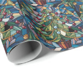 Papier Cadeau Tiffany-Style Stained Glass Christmas Tree (Coin rond)